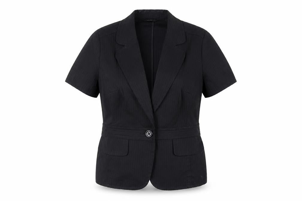 Marks & Spencer Womens Black Striped Jacket Blazer Size 16 Button