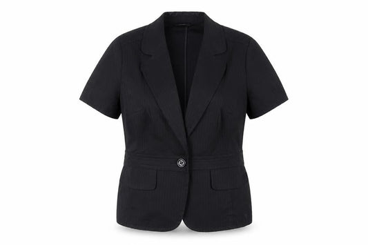 Marks & Spencer Womens Black Striped Jacket Blazer Size 16 Button