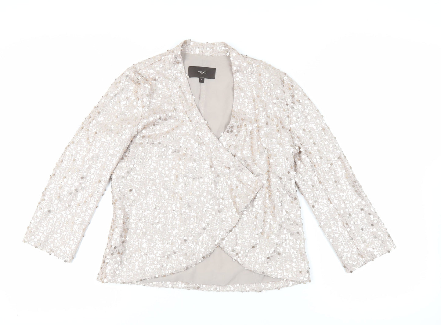 NEXT Womens Beige Jacket Blazer Size 8 - Sequin