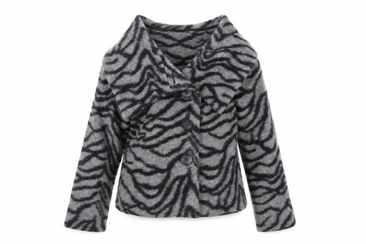 Kaliko Womens Grey Animal Print Jacket Size 14 Button