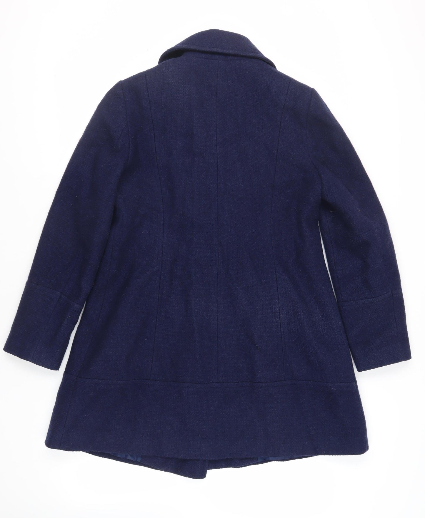 Oasis Womens Blue Pea Coat Coat Size L Button