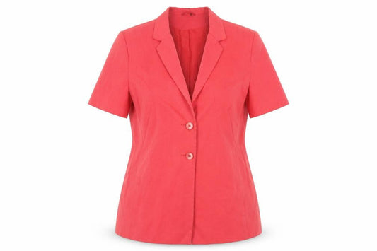 Front view of Principles women’s red jacket blazer, size UK 16, button