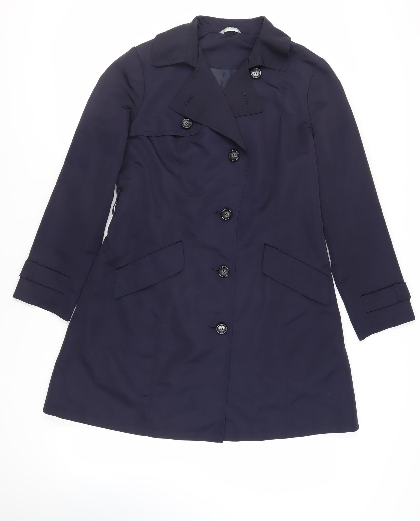 Marks and Spencer Womens Blue Pea Coat Coat Size 12 Button