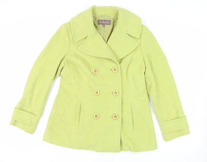 Marks & Spencer Womens Green Pea Coat Coat Size 14 Button