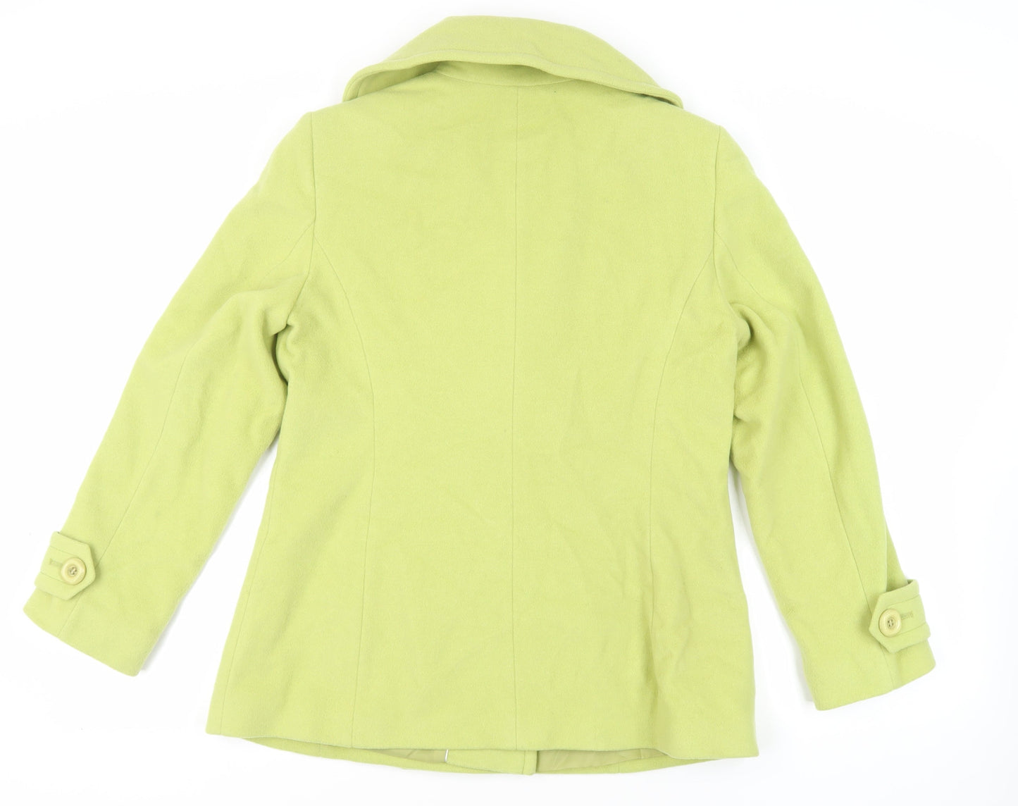 Marks and Spencer Womens Green Pea Coat Coat Size 14 Button