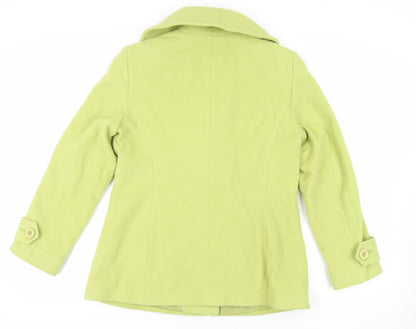 Marks & Spencer Womens Green Pea Coat Coat Size 14 Button