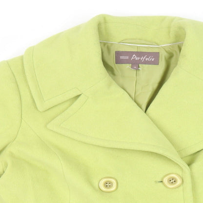 Marks & Spencer Womens Green Pea Coat Coat Size 14 Button