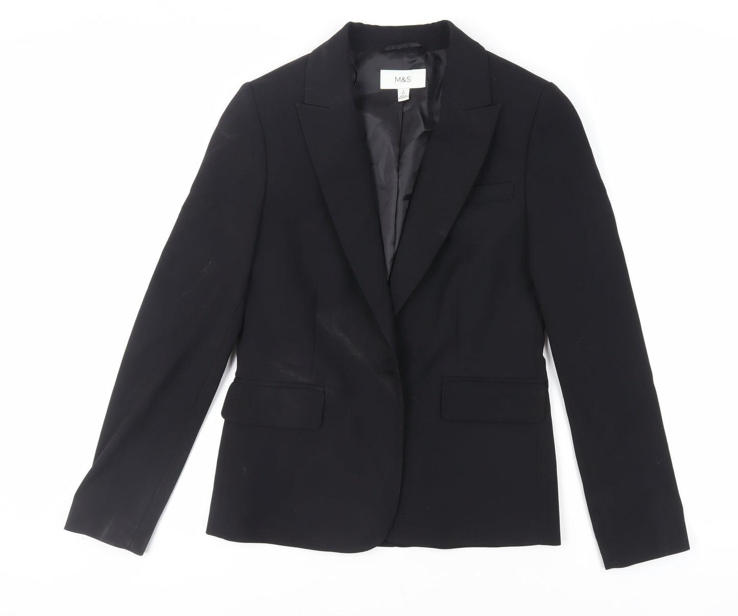 Marks and Spencer Womens Black Jacket Blazer Size 6 Button