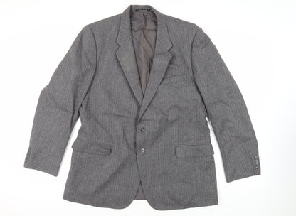 Marks & Spencer Mens Grey Striped Wool Jacket Suit Jacket Size 44 Regular