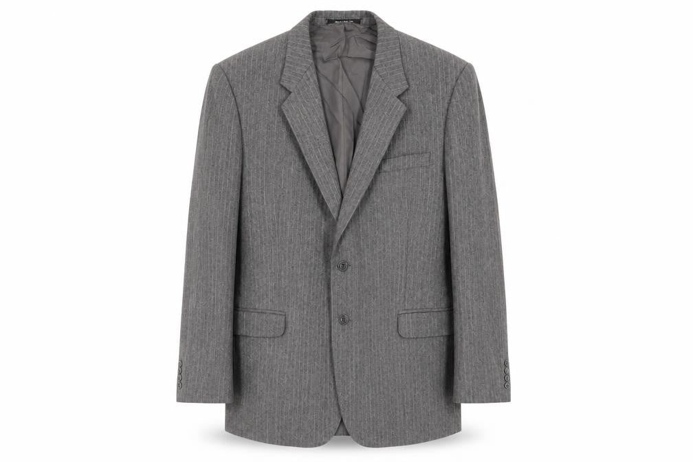 Marks & Spencer Mens Grey Striped Wool Jacket Suit Jacket Size 44 Regular