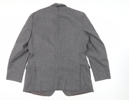 Marks & Spencer Mens Grey Striped Wool Jacket Suit Jacket Size 44 Regular