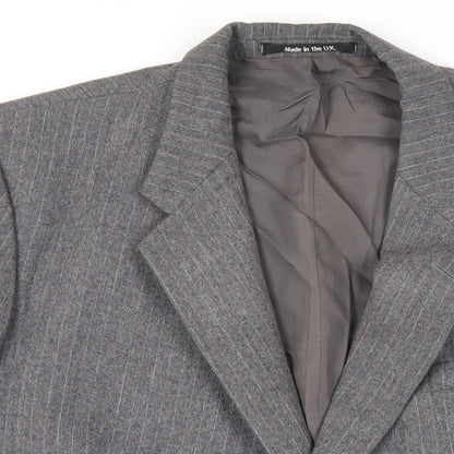 Marks & Spencer Mens Grey Striped Wool Jacket Suit Jacket Size 44 Regular