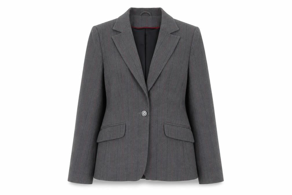 New Look Womens Grey Striped Jacket Blazer Size 12 Button