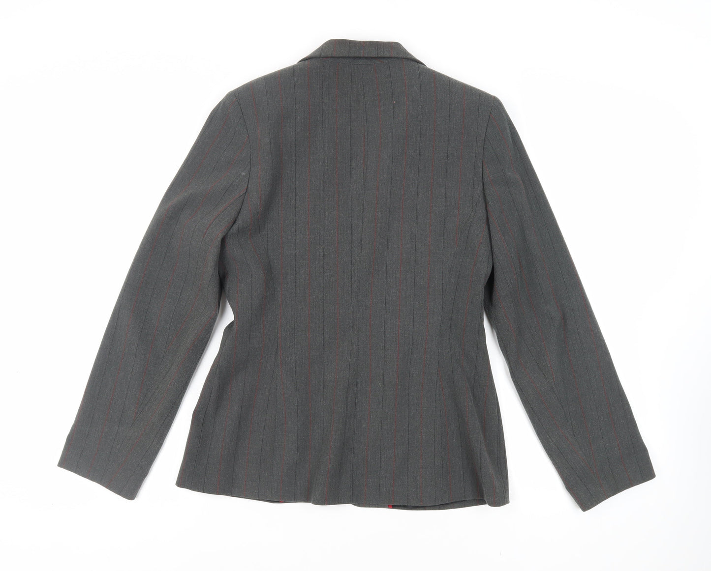 New Look Womens Grey Striped Jacket Blazer Size 12 Button