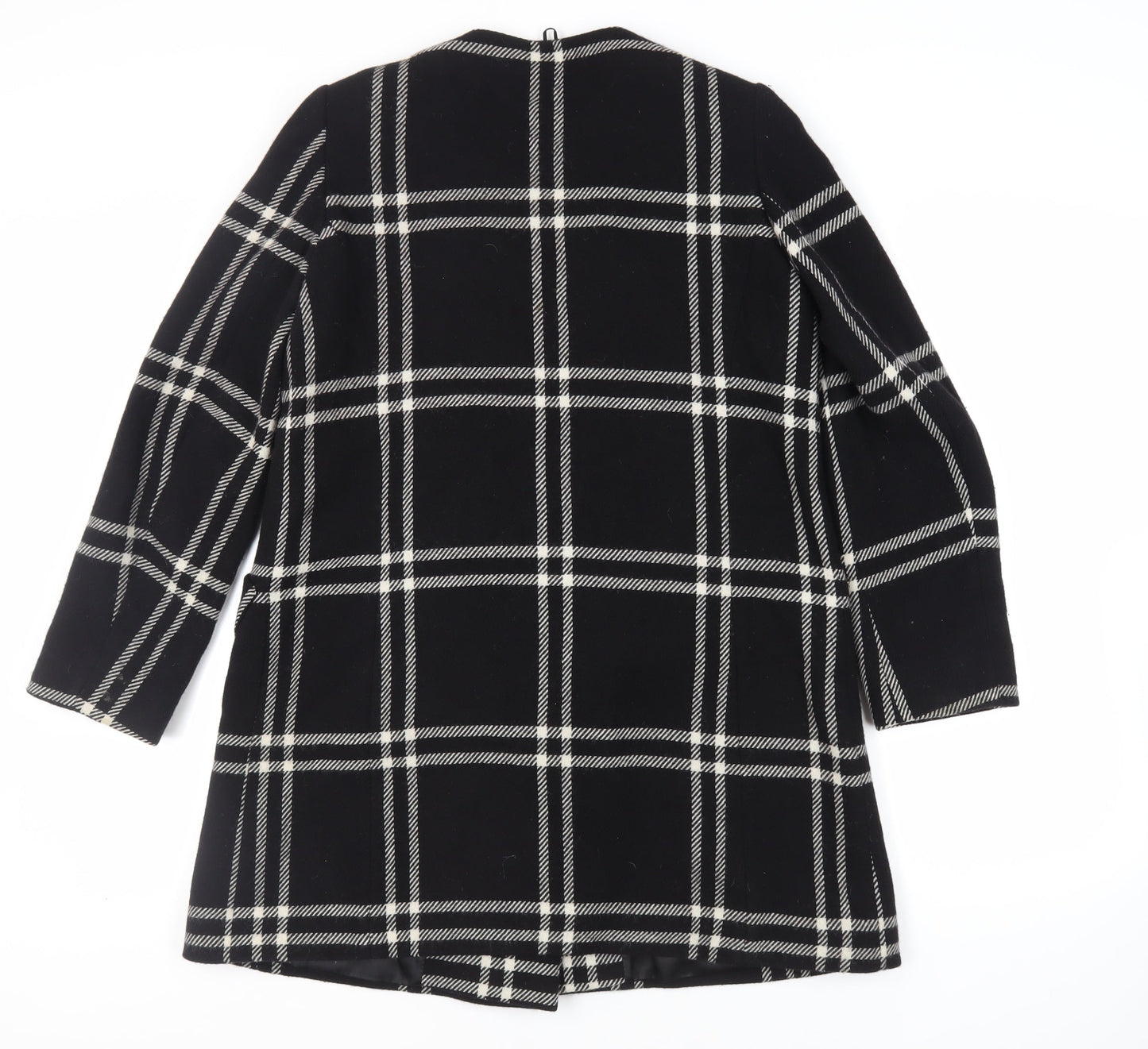 ALEX&CO Womens Black Plaid Overcoat Coat Size 10 Button