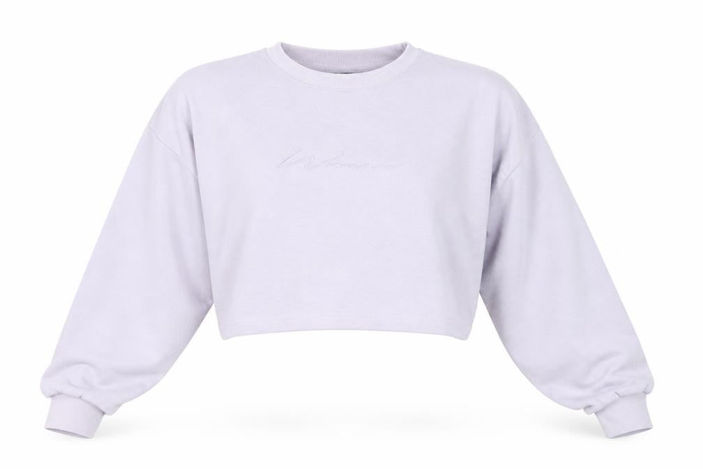 Boohoo Womens Purple Cotton Pullover Sweatshirt Size S Pullover - Cropped