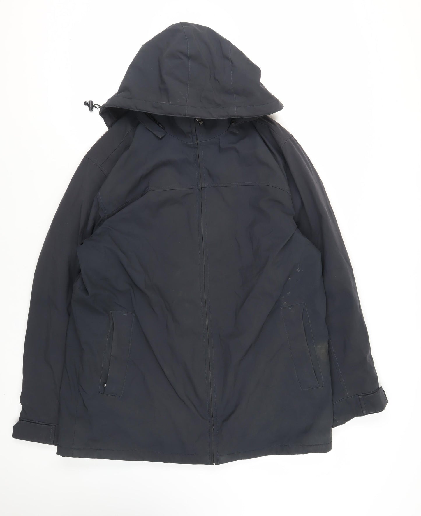 Weatherproof Mens Blue Windbreaker Jacket Size L Zip - Hooded Zipped Pockets Waterproof
