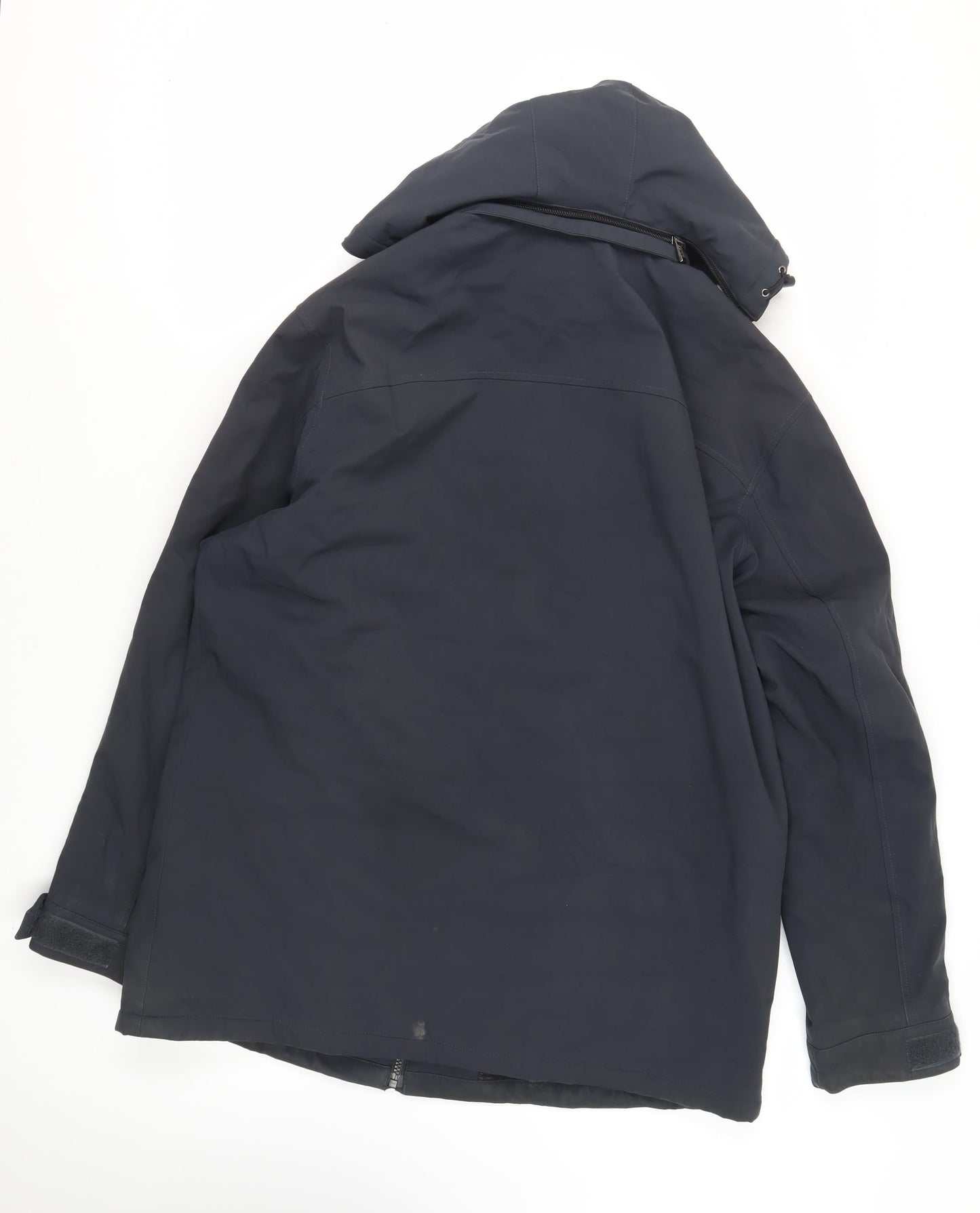 Weatherproof Mens Blue Windbreaker Jacket Size L Zip - Hooded Zipped Pockets Waterproof