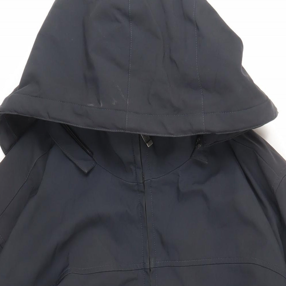 Weatherproof Mens Blue Windbreaker Jacket Size L Zip - Hooded Zipped Pockets Waterproof