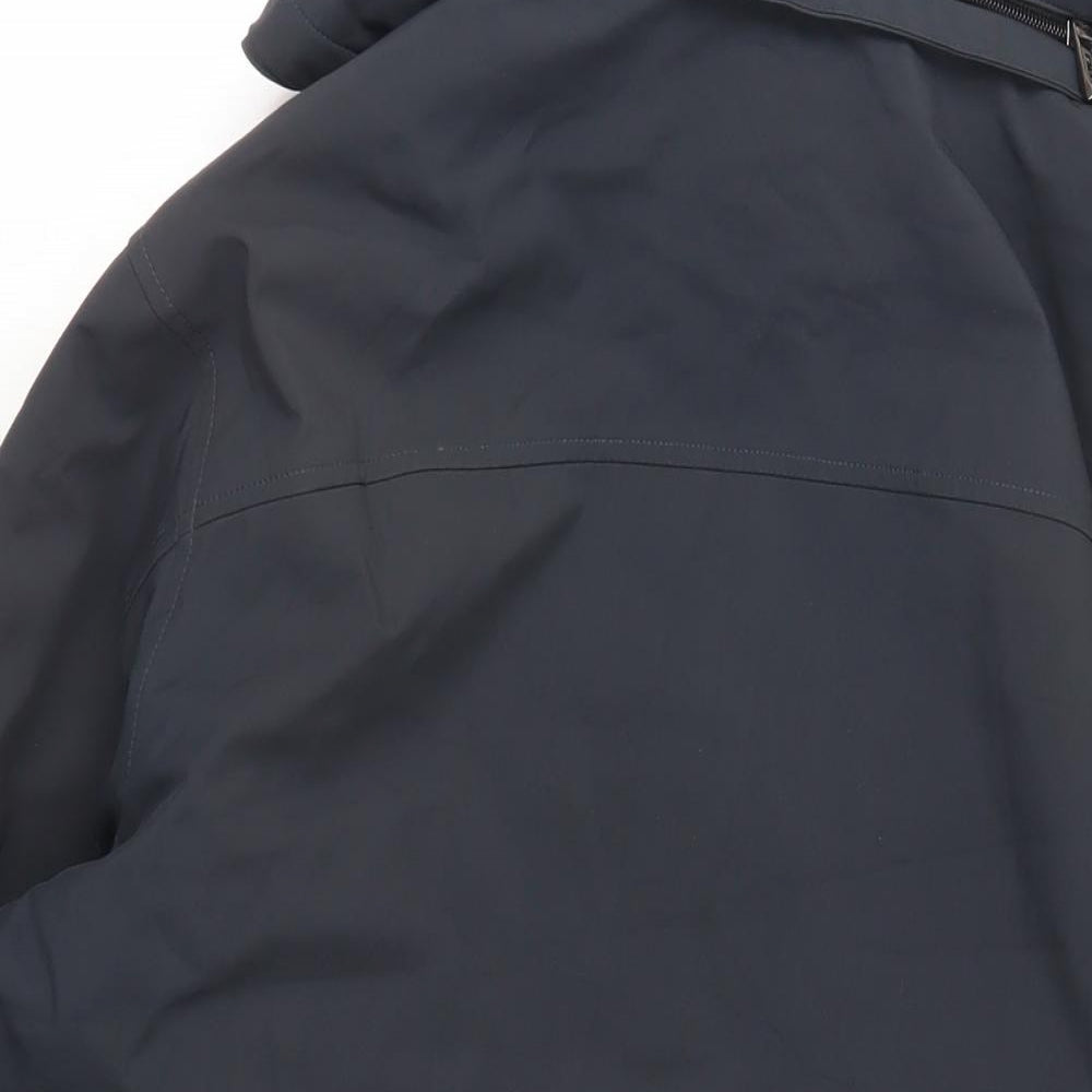 Weatherproof Mens Blue Windbreaker Jacket Size L Zip - Hooded Zipped Pockets Waterproof