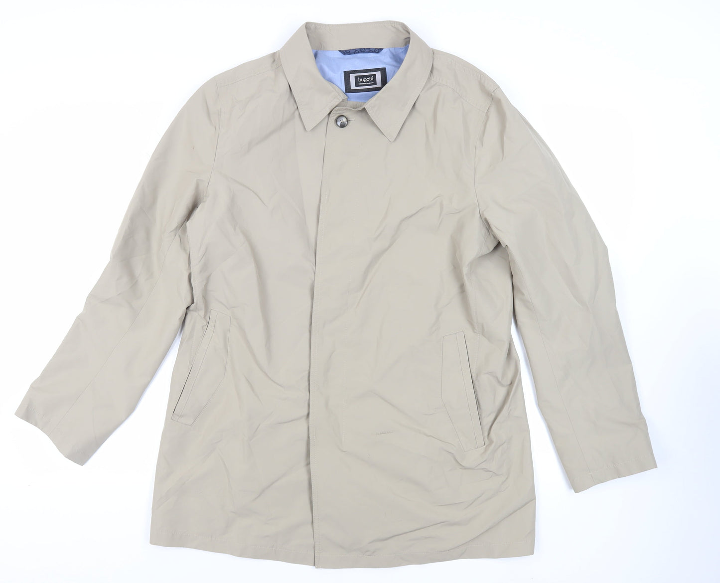 Bugatti Mens Beige Overcoat Coat Size 38 Button - Water-Repellent Lightweight