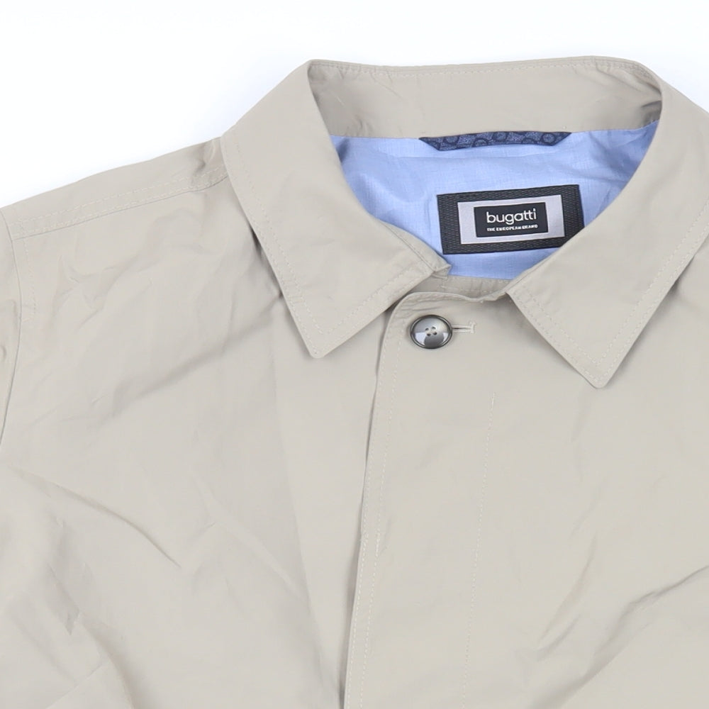 Bugatti Mens Beige Overcoat Coat Size 38 Button - Water-Repellent Lightweight