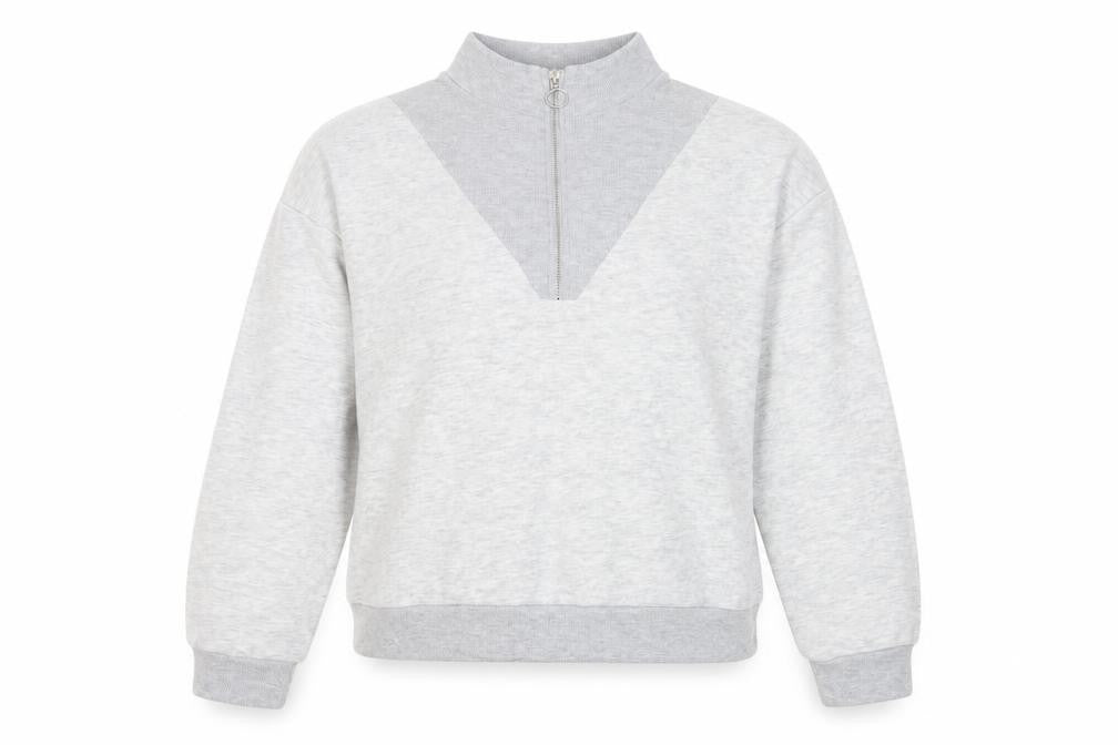 Boohoo Womens Grey Cotton Pullover Sweatshirt Size 12 Zip