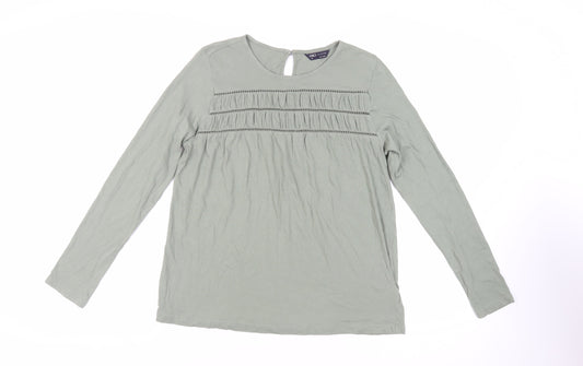 Marks and Spencer Womens Green Cotton Basic T-Shirt Size 10 Round Neck - Front Detail