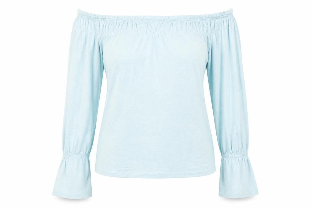 Per Una Womens Blue Viscose Basic Blouse Size 14 Off the Shoulder