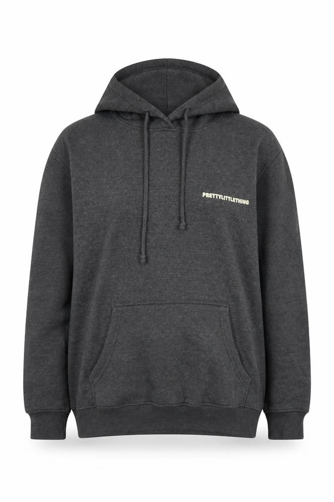 PRETTYLITTLETHING Womens Grey Cotton Pullover Hoodie Size 8 Pullover - Logo