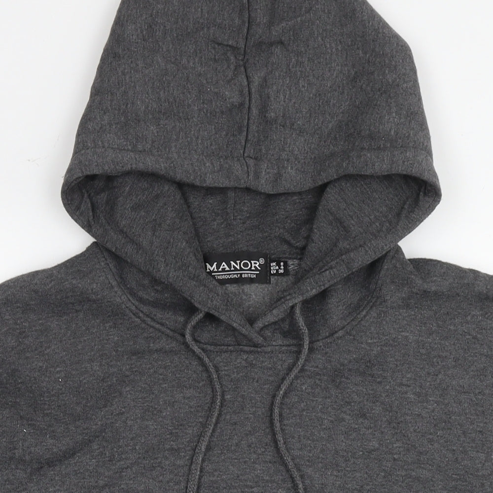 PRETTYLITTLETHING Womens Grey Cotton Pullover Hoodie Size 8 Pullover - Logo