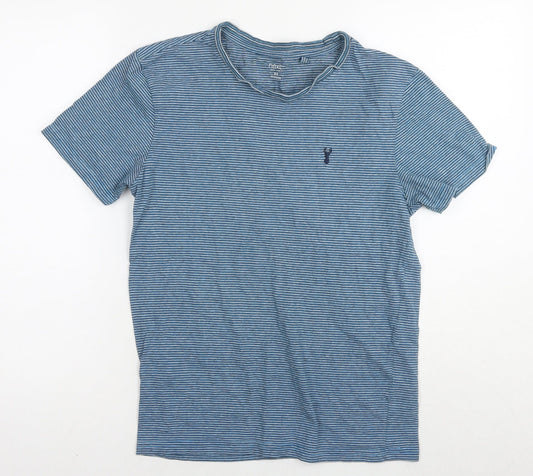 NEXT Womens Blue Striped Cotton Basic T-Shirt Size XS Round Neck