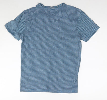 Next Womens Blue Striped Cotton Basic T-Shirt Size XS Round Neck