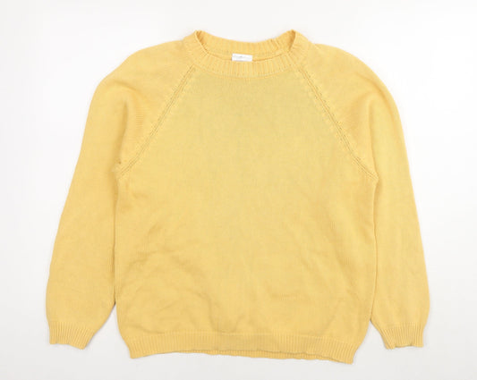 Amari Womens Yellow Round Neck Cotton Pullover Jumper Size 10 - Size 10-12