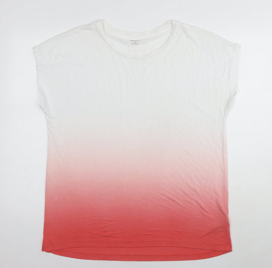 Marks and Spencer Womens Multicoloured Viscose Basic T-Shirt Size 14 Round Neck