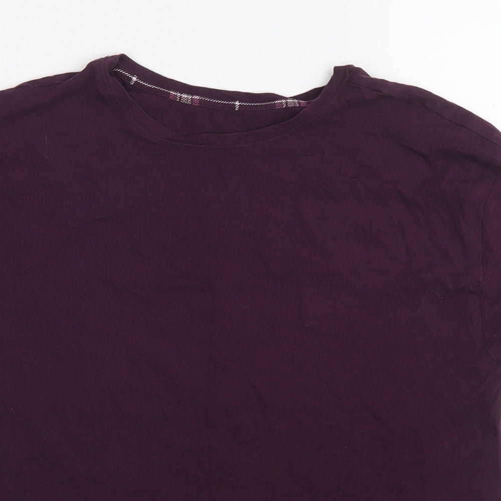 Marks and Spencer Womens Purple Cotton Basic T-Shirt Size 8 Round Neck - Size 8-10