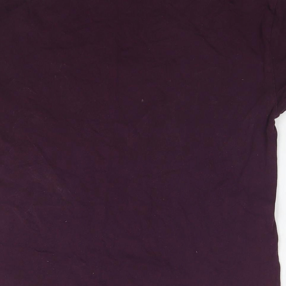 Marks and Spencer Womens Purple Cotton Basic T-Shirt Size 8 Round Neck - Size 8-10