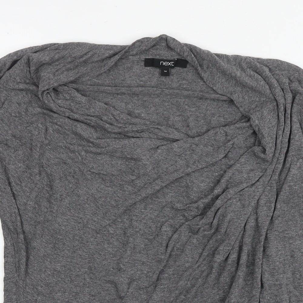 NEXT Womens Grey Viscose Basic Blouse Size 14 Round Neck