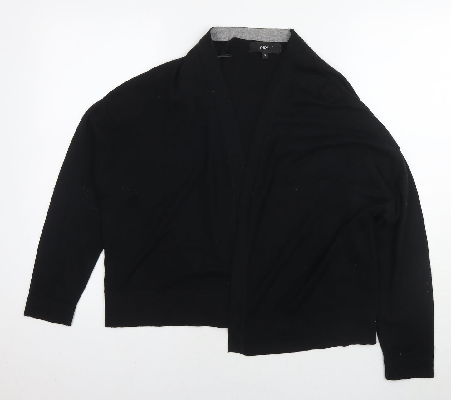 NEXT Womens Black V-Neck Cotton Cape Jumper Size 12