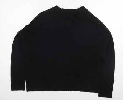 Next Womens Black V-Neck Cotton Cape Jumper Size 12