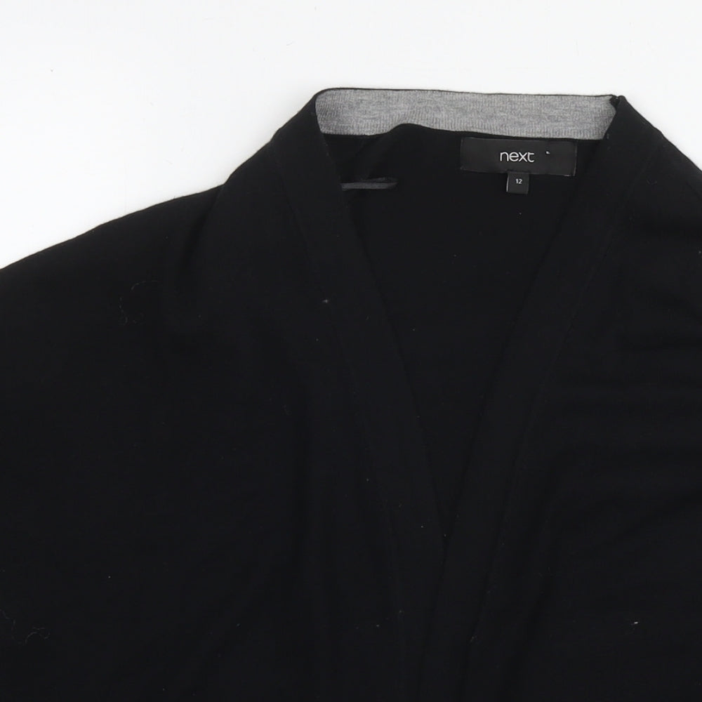 NEXT Womens Black V-Neck Cotton Cape Jumper Size 12