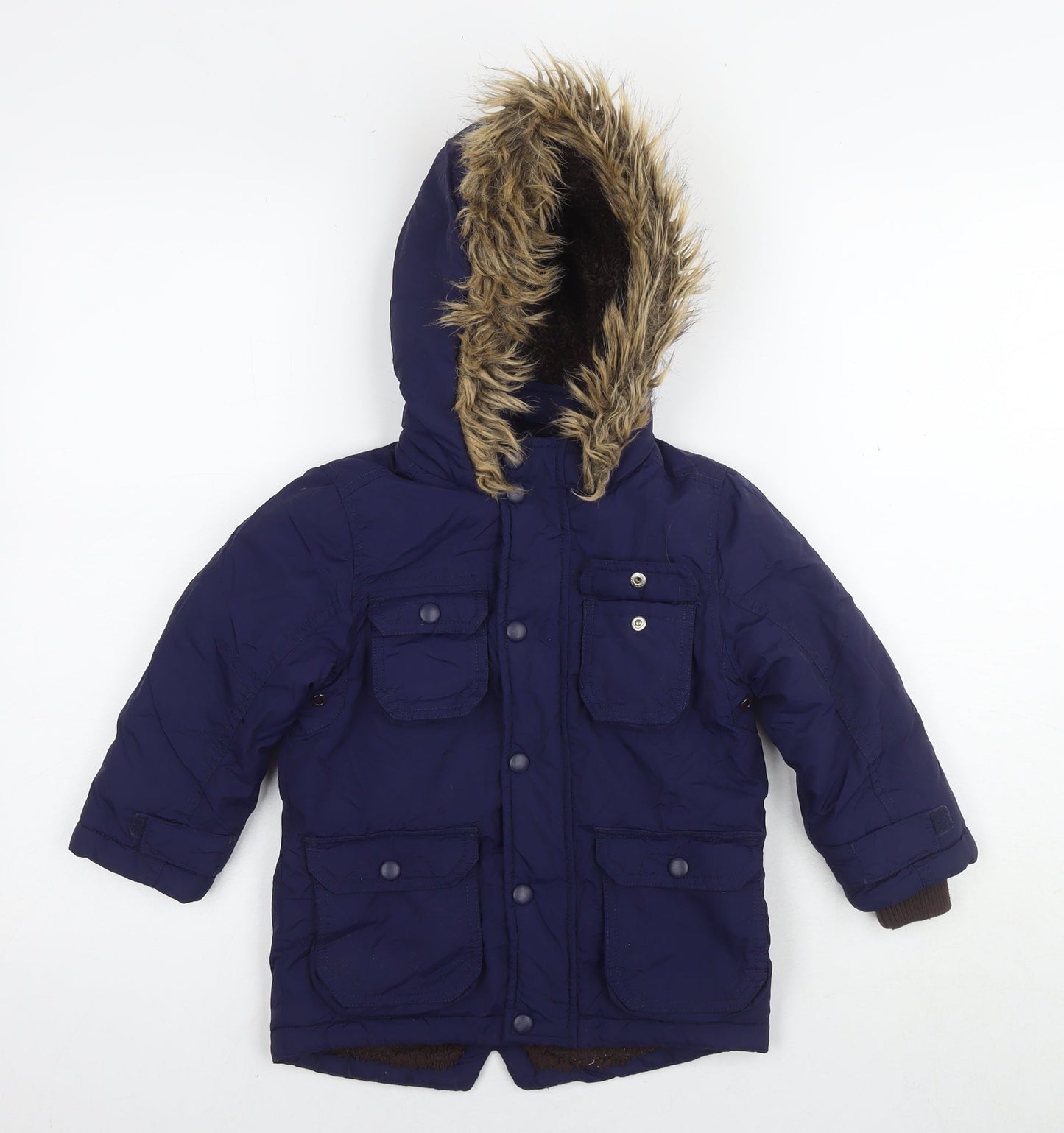 John Lewis Boys Blue Parka Jacket Size 3 Years Zip