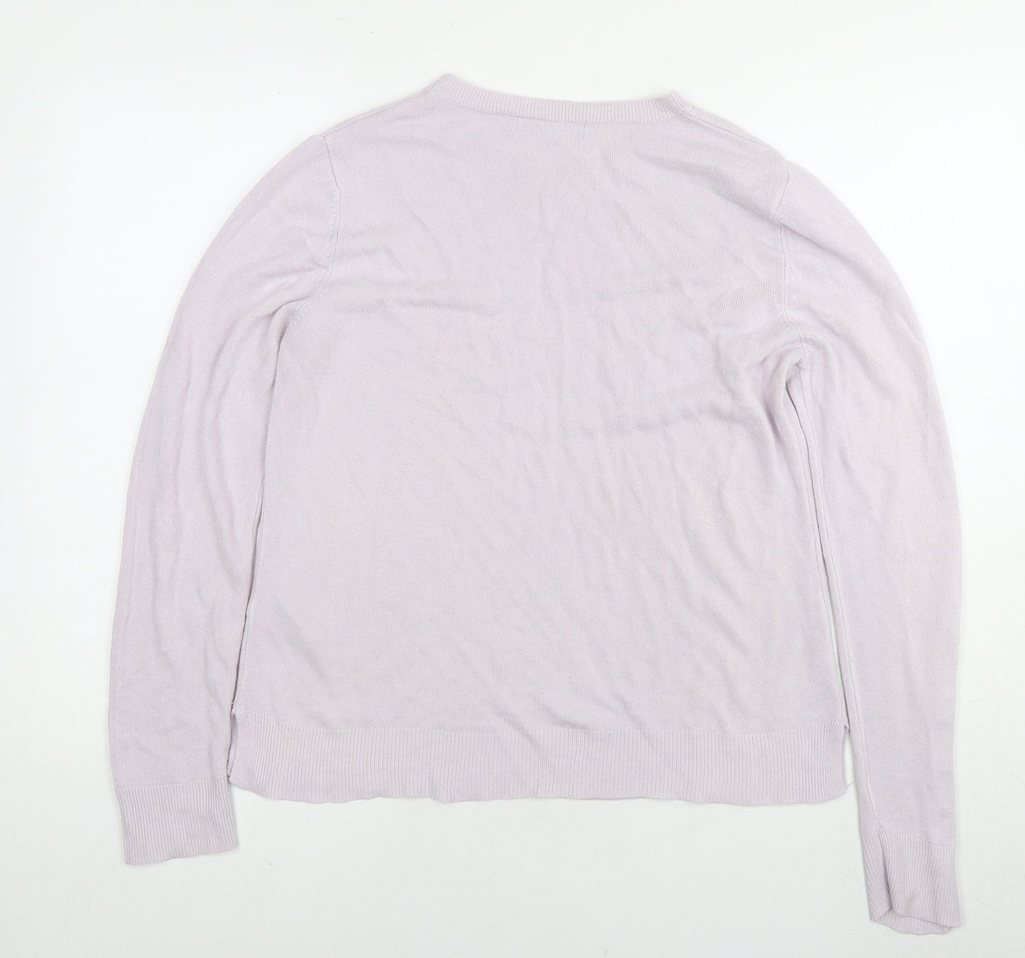 Marks and Spencer Womens Purple V-Neck Acrylic Pullover Jumper Size 14