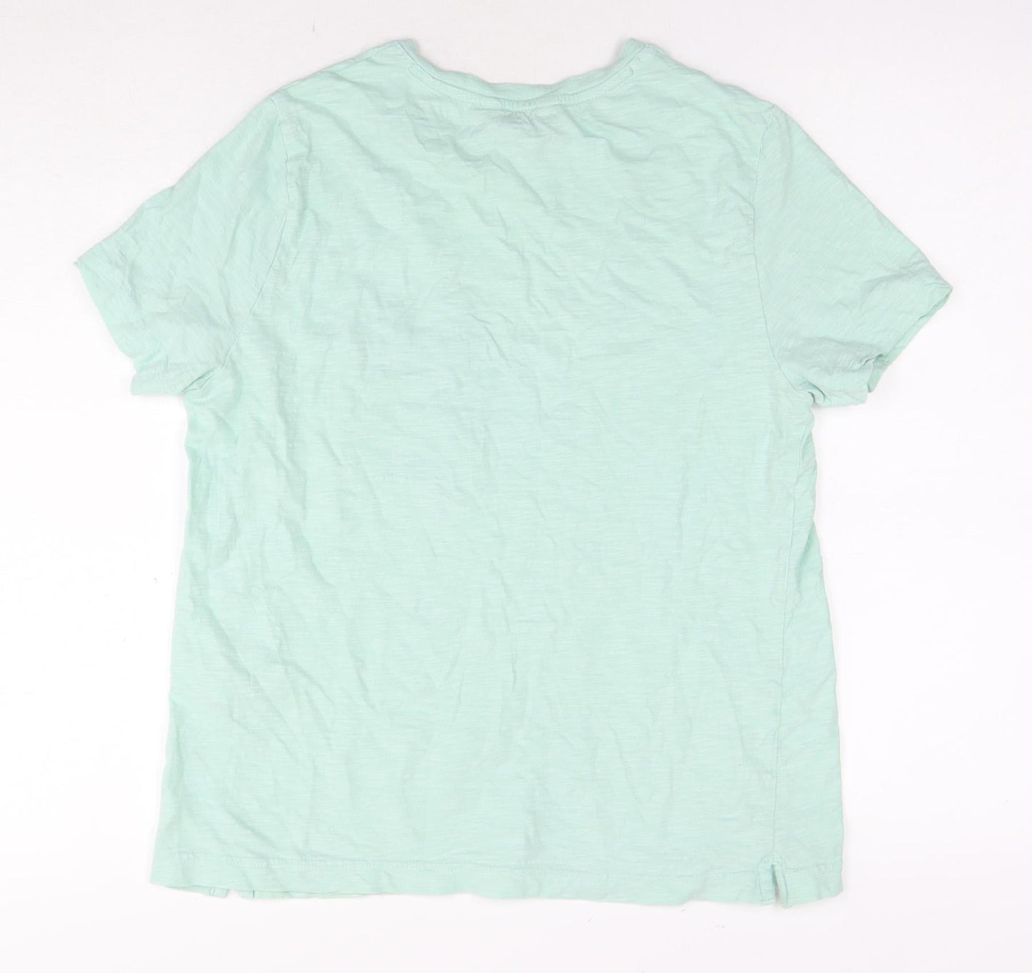 Marks and Spencer Womens Blue Cotton Basic T-Shirt Size 12 Round Neck