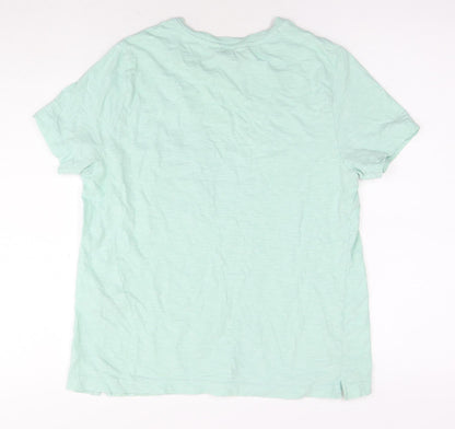 Marks & Spencer Womens Blue Cotton Basic T-Shirt Size 12 Round Neck