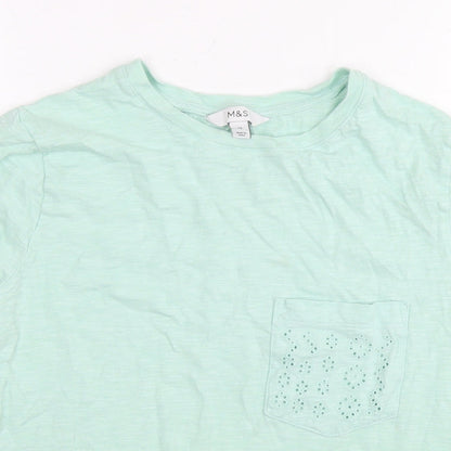 Marks & Spencer Womens Blue Cotton Basic T-Shirt Size 12 Round Neck