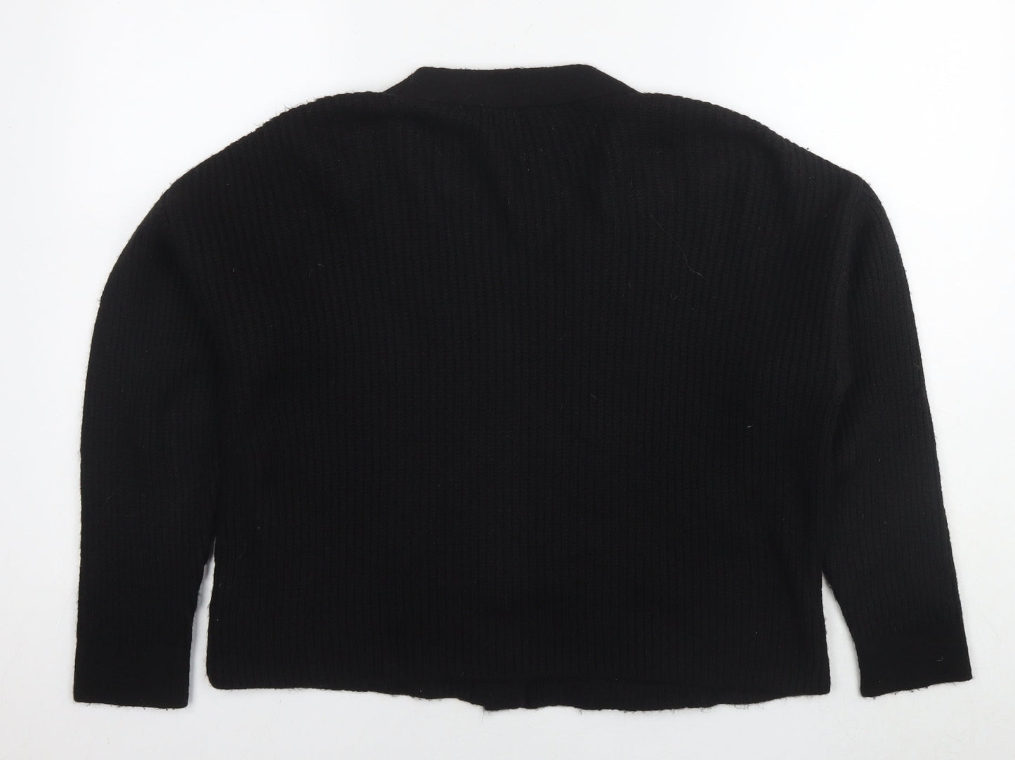 New Look Womens Black V-Neck Acrylic Cape Jumper Size L