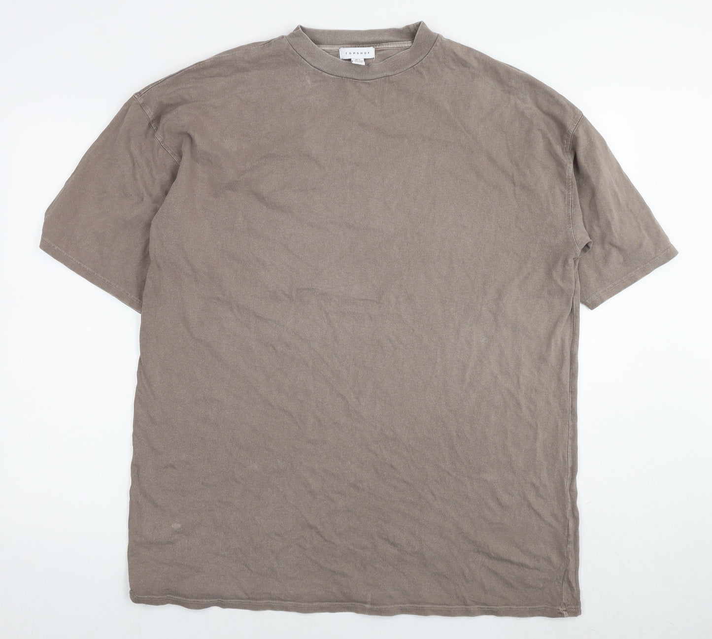 Topshop Womens Brown Cotton T-Shirt Dress Size S Round Neck Pullover