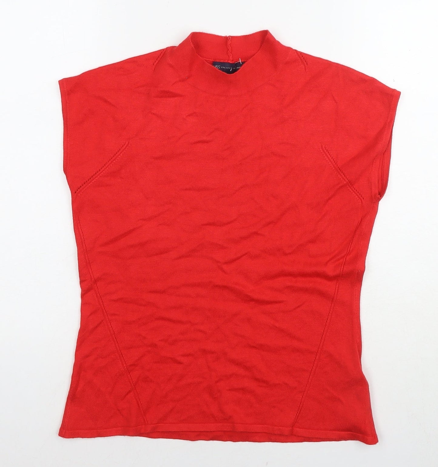 Marks and Spencer Womens Red Round Neck Viscose Vest Jumper Size 12