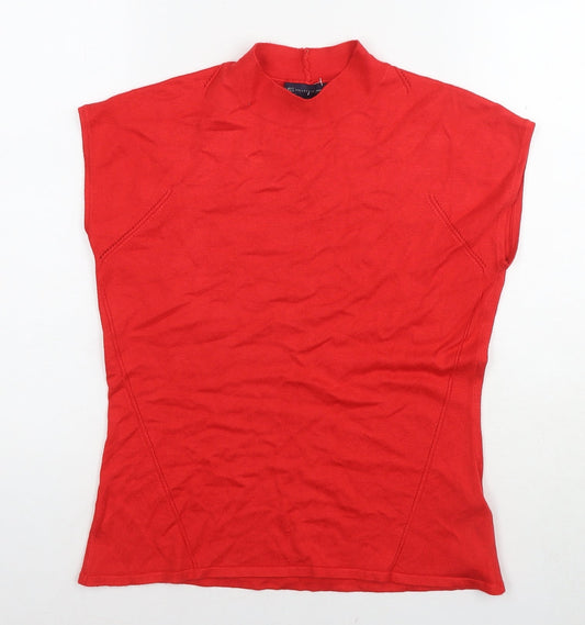 Marks and Spencer Womens Red Round Neck Viscose Vest Jumper Size 12